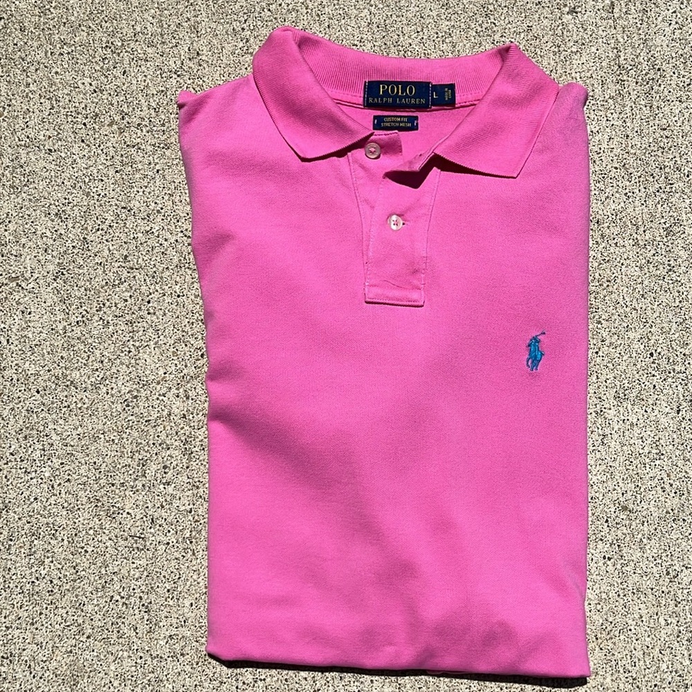 Polo by Ralph Lauren Men's Bright Pink Short Sleeve Polo Shirt/L - Picture 3 of 11